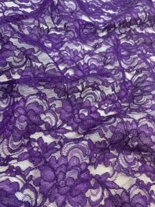 Koyu Mor Kordone Dantel Kumaş – Çiçek Desenli