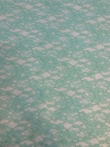 Su Yeşili Kordone Dantel Kumaş – Çiçek Desenli
