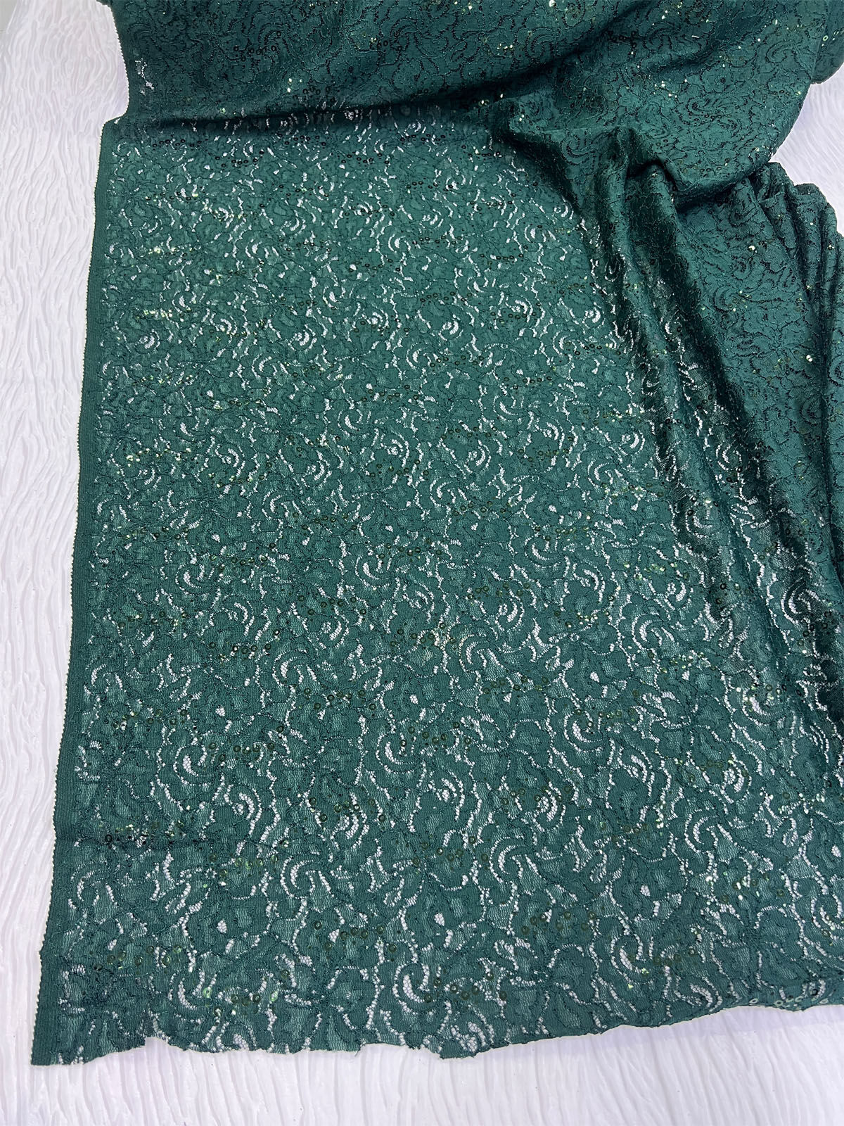 Yeşil Pullu Dantel Kumaş