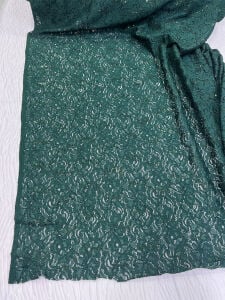 Yeşil Pullu Dantel Kumaş