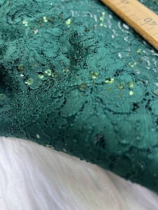 Yeşil Pullu Dantel Kumaş