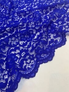 Saks Mavi Kordone Dantel Kumaş – Çiçek Desenli