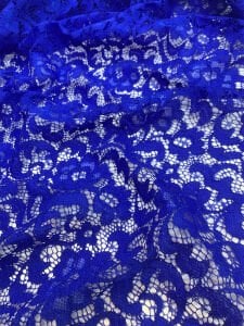 Saks Mavi Kordone Dantel Kumaş – Çiçek Desenli