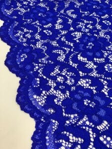 Saks Mavi Kordone Dantel Kumaş – Çiçek Desenli