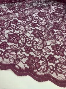 Mürdüm Kordone Dantel Kumaş – Çiçek Desenli