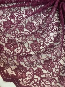 Mürdüm Kordone Dantel Kumaş – Çiçek Desenli