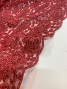 Bordo Kordone Dantel Kumaş – Şal Desenli