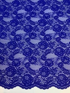 Saks Mavi Kordone Dantel Kumaş İnce Hafif Esnek – Çiçek Desenli