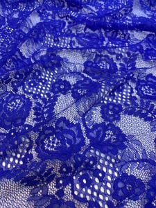 Saks Mavi Kordone Dantel Kumaş İnce Hafif Esnek – Çiçek Desenli