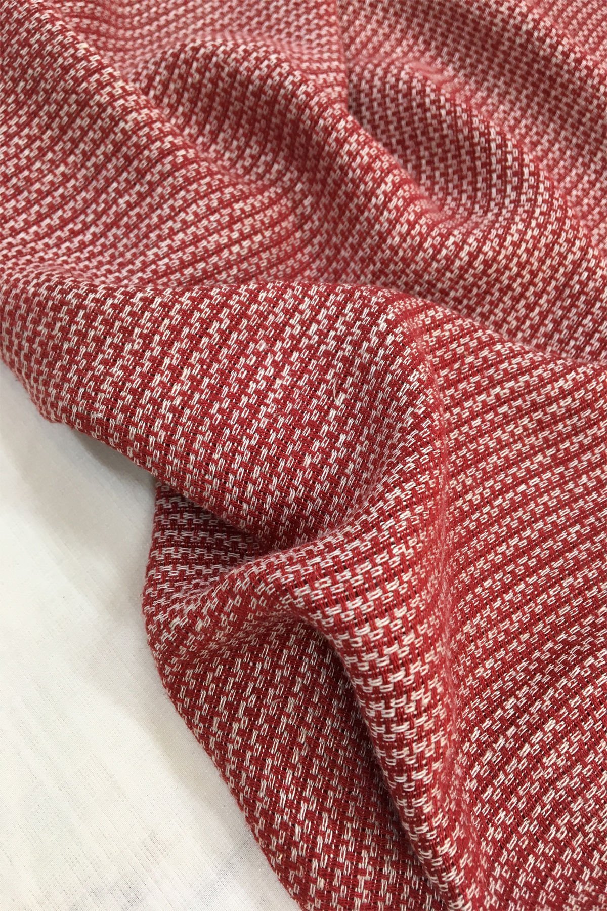 Dökümlü Keten Kumaş Bordo Rengi