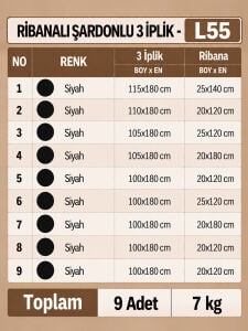 Ribanalı Şardonlu 3 İplik Kumaş Seti - 9 Adet 7 Kg