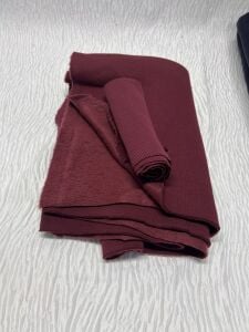 Ribanalı Şardonlu 3 İplik Kumaş, Parça 70x190 cm - Bordo