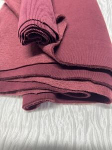 Ribanalı Şardonlu 3 İplik Kumaş, Parça 70x190 cm - Bordo
