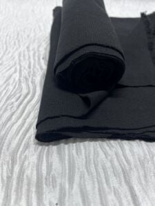Ribanalı Çelik Penye Kumaş, Parça 90x180 cm - Siyah