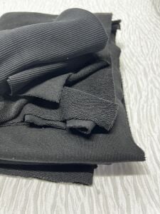 Ribanalı 3 İplik Kumaş, Parça 90x190 cm - Siyah