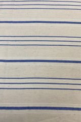 Keten Görünümlü Kumaş Mavi Krem Çizgili