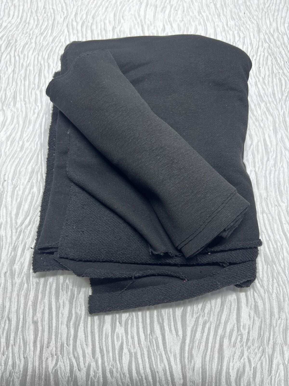 Ribanalı 3 İplik Kumaş, Parça 85x190 cm - Siyah