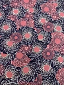 Desenli Viskon Penye Kumaş Dökümlü Esnek Elbiselik - Pudra Lacivert Dairesel Desenli