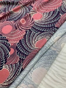 Desenli Viskon Penye Kumaş Dökümlü Esnek Elbiselik - Pudra Lacivert Dairesel Desenli