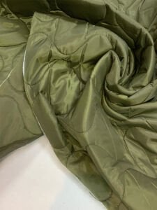 Haki Kapitone Kumaş Çift Taraflı İçi Elyaf Astarlı