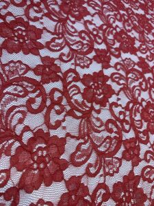Kırmızı İnce Dantel Kumaş – Çiçek Desenli