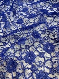 Saks Mavi İnce Dantel Kumaş – Küçük Çiçek Desenli