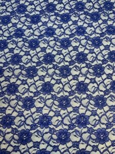 Saks Mavi İnce Dantel Kumaş – Küçük Çiçek Desenli