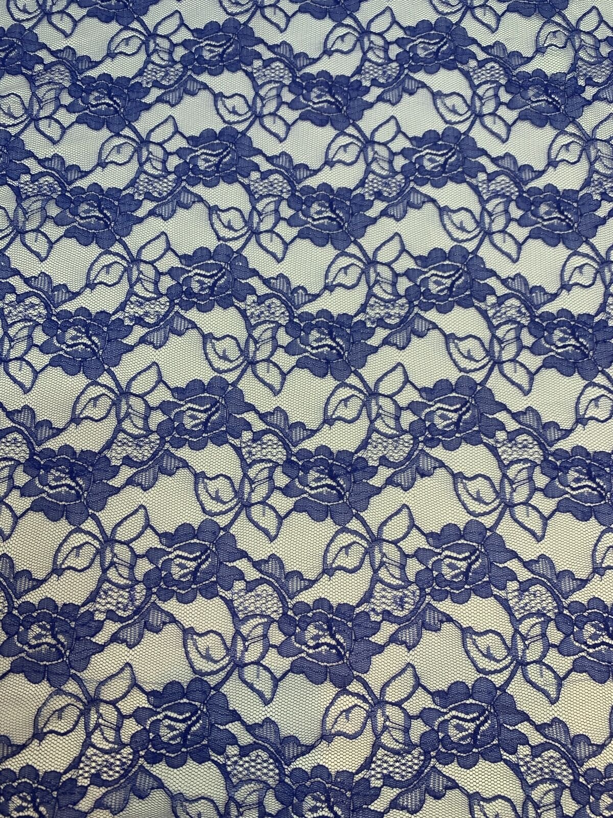 Saks Mavi İnce Dantel Kumaş – Çiçek Desenli