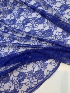 Saks Mavi İnce Dantel Kumaş – Çiçek Desenli