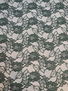 Zümrüt Yeşil İnce Dantel Kumaş – Çiçek Desenli