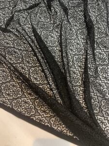 Siyah İnce Dantel Kumaş – Damask Desenli