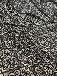 Siyah İnce Dantel Kumaş – Damask Desenli