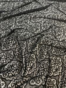 Siyah İnce Dantel Kumaş – Damask Desenli