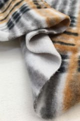 Kahve Gri Siyah Ekose Desenli Polar Kumaş