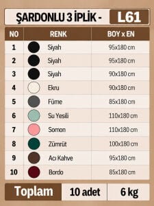 Şardonlu 3 İplik Kumaş Seti - 10 Adet 6 Kg