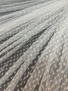 Puantiyeli Tül Dantel Kumaş - Beyaz Rengi