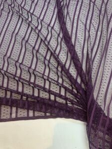 Mor Dantel Kumaş Çizgili -