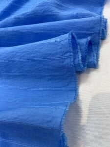 Mavi Keten Görünümlü Kumaş Kendinden Çizgili Dökümlü