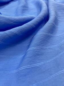 Mavi Keten Görünümlü Kumaş Kendinden Çizgili Dökümlü