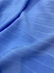 Mavi Keten Görünümlü Kumaş Kendinden Çizgili Dökümlü