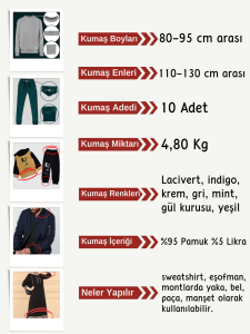 Ribana Fitilli Kumaş Seti, Boyları 80-95 cm arası 10 adet