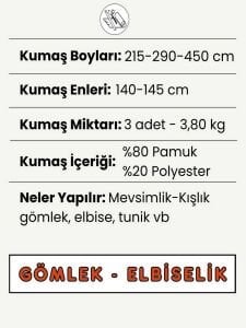 Kışlık Gömlek - Elbiselik Kumaş Seti, Boyları 215-290-450 cm 3 adet