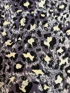 Desenli Viskon Penye Kumaş Dökümlü Esnek Elbiselik - Füme Leopar Desen