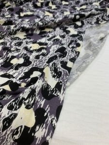 Desenli Viskon Penye Kumaş Dökümlü Esnek Elbiselik - Füme Leopar Desen