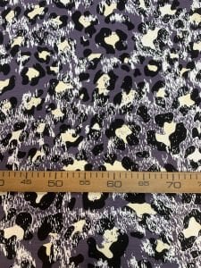 Desenli Viskon Penye Kumaş Dökümlü Esnek Elbiselik - Füme Leopar Desen