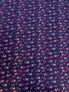 Desenli Viskon Penye Kumaş Dökümlü Esnek Elbiselik - Lacivert Kırmızı Dallı Desen