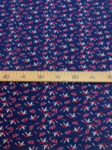 Desenli Viskon Penye Kumaş Dökümlü Esnek Elbiselik - Lacivert Kırmızı Dallı Desen