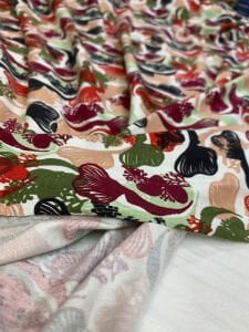 Desenli Viskon Penye Kumaş Dökümlü Esnek Elbiselik - Botanik Desenli