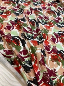 Desenli Viskon Penye Kumaş Dökümlü Esnek Elbiselik - Botanik Desenli