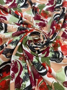 Desenli Viskon Penye Kumaş Dökümlü Esnek Elbiselik - Botanik Desenli